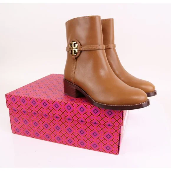 NIB Tory Burch MILLER Logo 45mm Bootie Boots Dark Tiramisu 6.5-8.5 - Picture 8 of 8